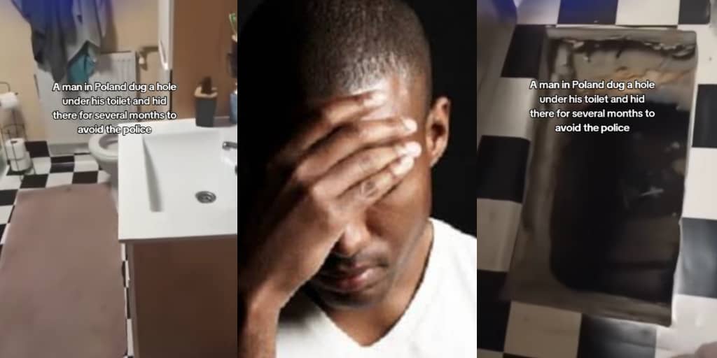 Man digs hole inside toilet and lives there for months to hide from police