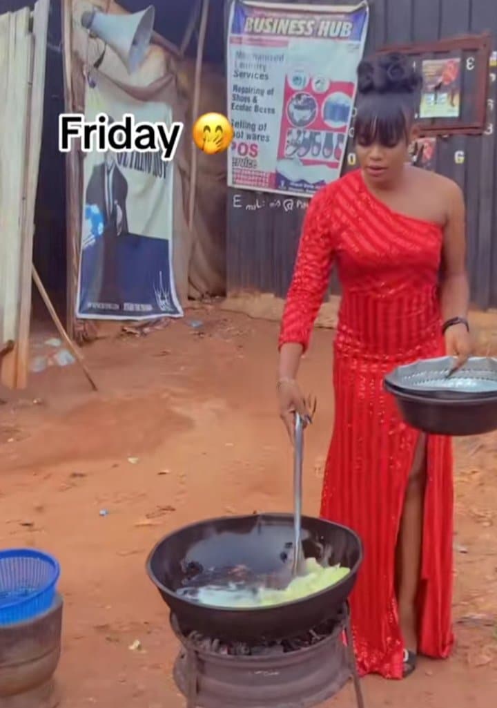 Lady shows off outfits she wears to her 'akara office'