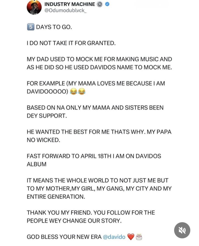 Davido New Album Feature Brings Odumodublvck to Tears – You Won’t Believe His Father’s Reaction!