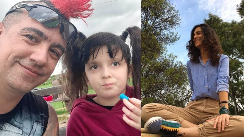 a father and his daughter and a young girl